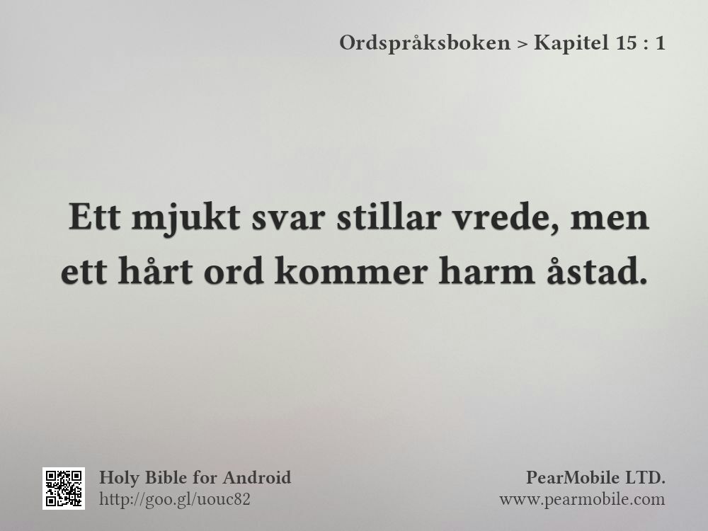 Ordspråksboken, Kapitel 15:1
